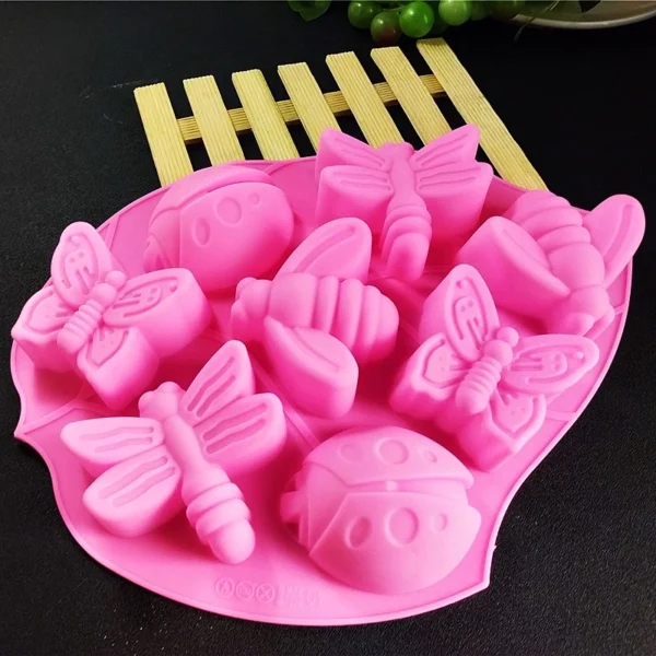 Flowers Butterfly Dragonfly Silicone Mold Handmade Soap