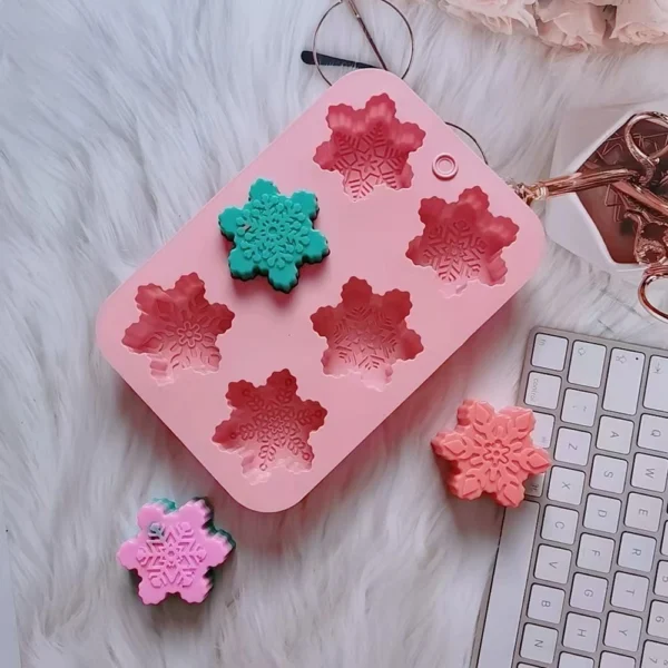 6 Piece Snowflake Silicone Mold Handmade Soap