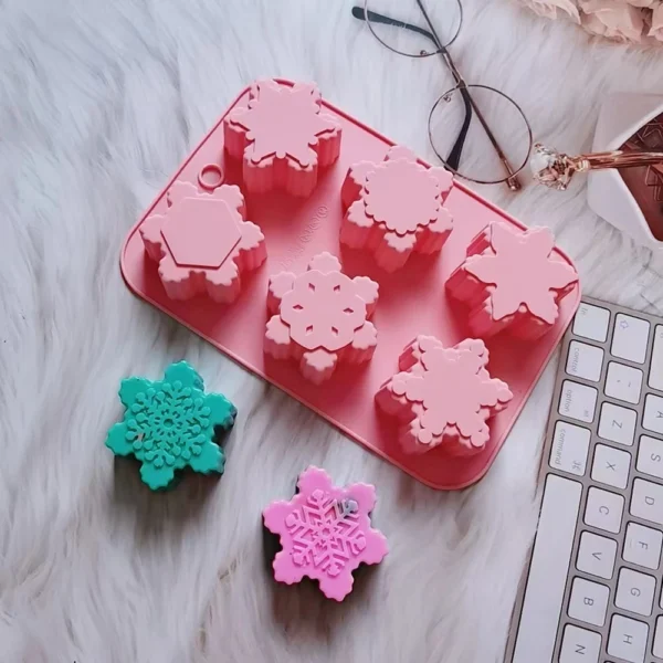 6 Piece Snowflake Silicone Mold Handmade Soap