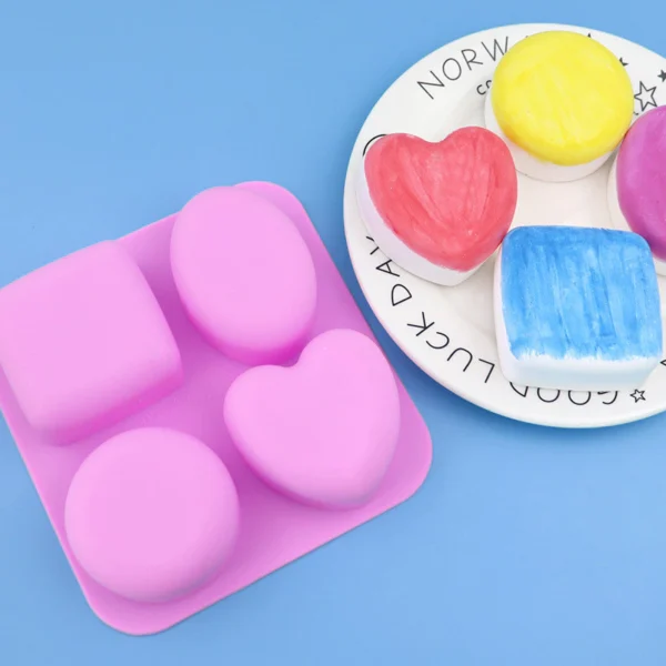 Square Heart Round Silicone Mold Handmade Soap