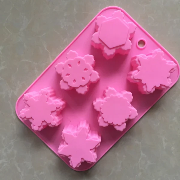 6 Piece Snowflake Silicone Mold Handmade Soap